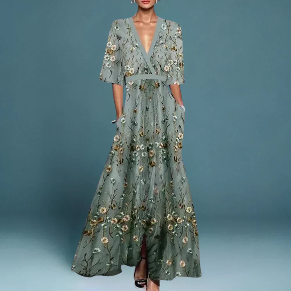 MelbourneMode™ | Elegant Maxi Dress with Floral Pattern