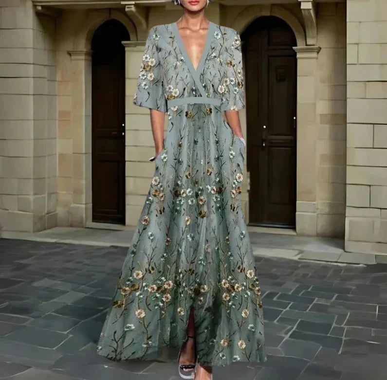 MelbourneMode™ | Elegant Maxi Dress with Floral Pattern