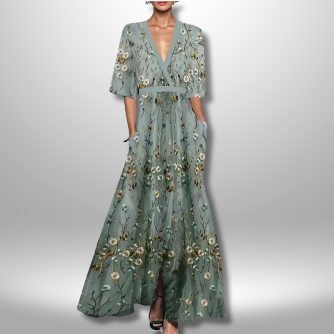 MelbourneMode™ | Elegant Maxi Dress with Floral Pattern